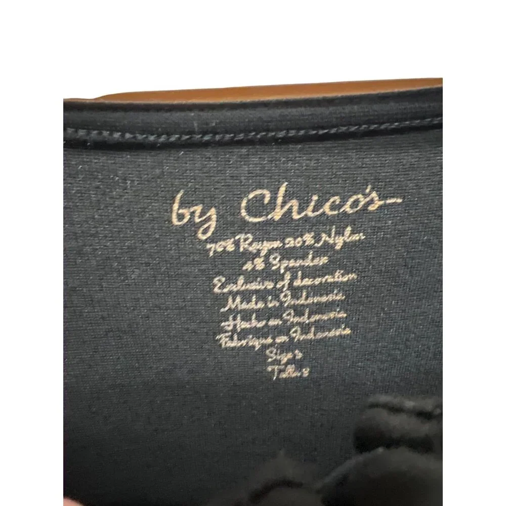 Chico's Black Knit Bell Sleeve with Crochet Detail Top - Picture 4 of 6